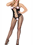 Women's One Piece Bodysuit with Stockings - Crisscrossed Laces